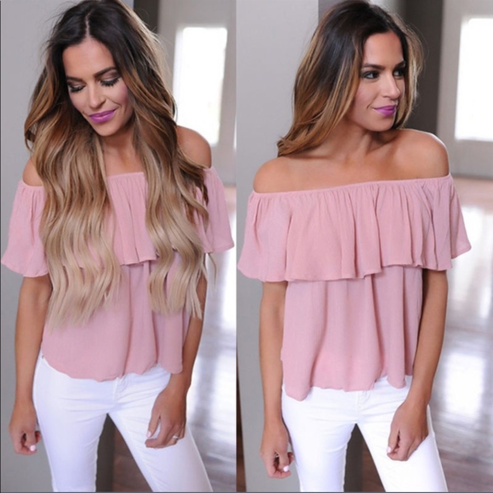 Pink Off the Shoulder Top 💋 HostPick