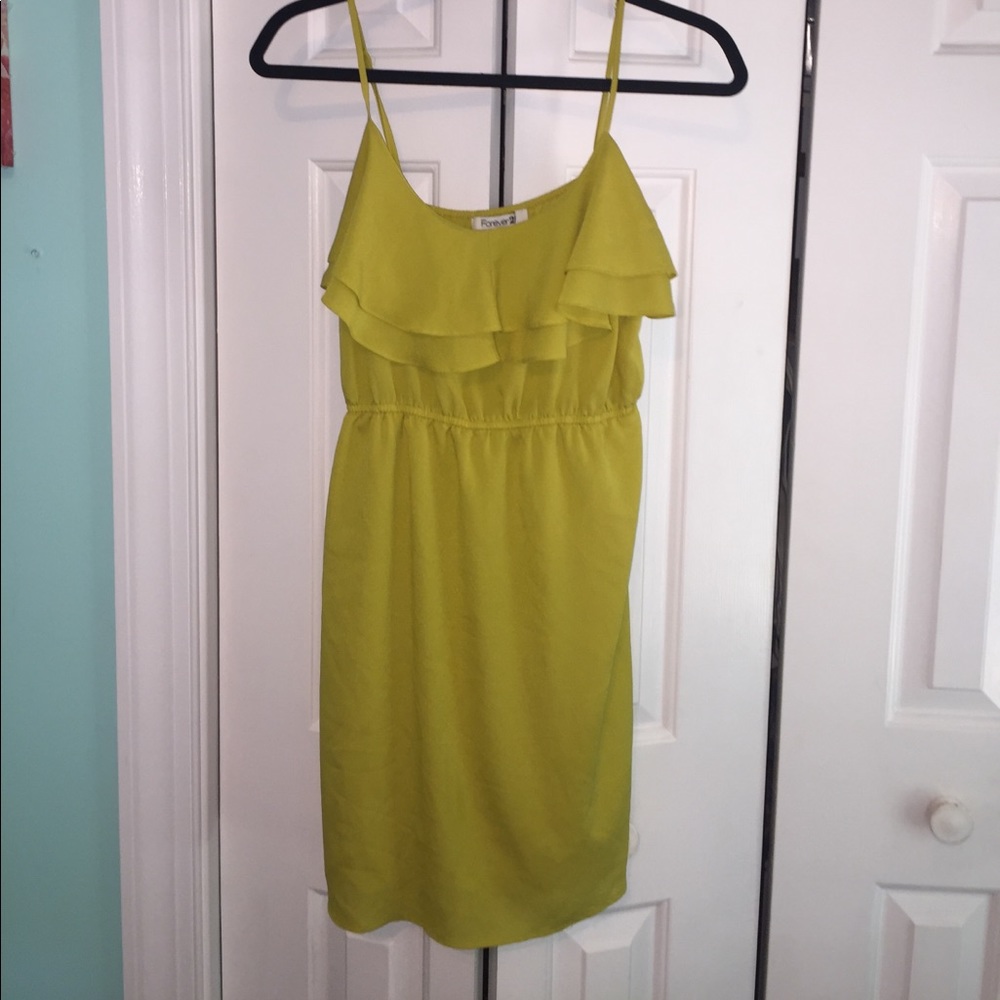 Yellowish-green ruffled dress