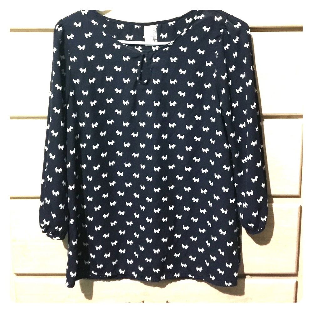 Navy blue blouse.