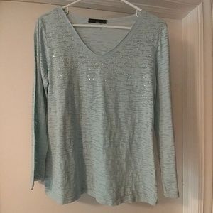 Sequined aqua colored top