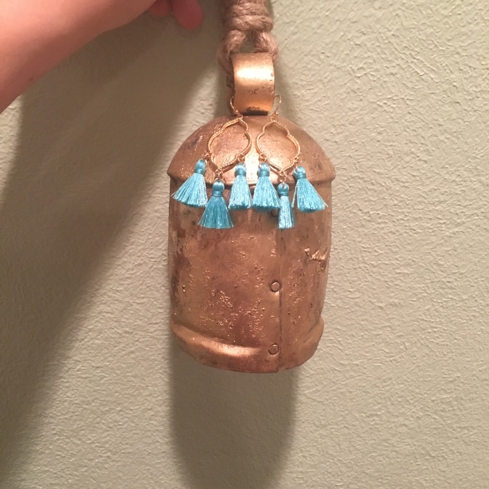 Blue/Gold Tassel Earrings