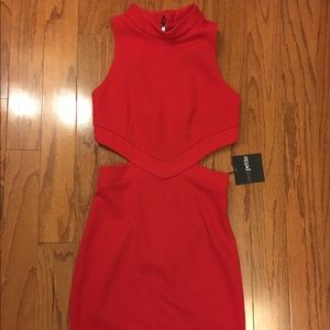Asos petite red bodycon dress with cut out sides