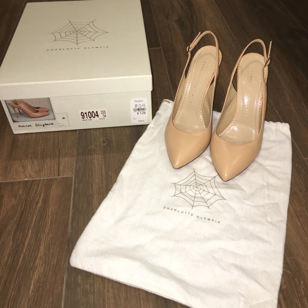 Charlotte Olympia slingback nude heels