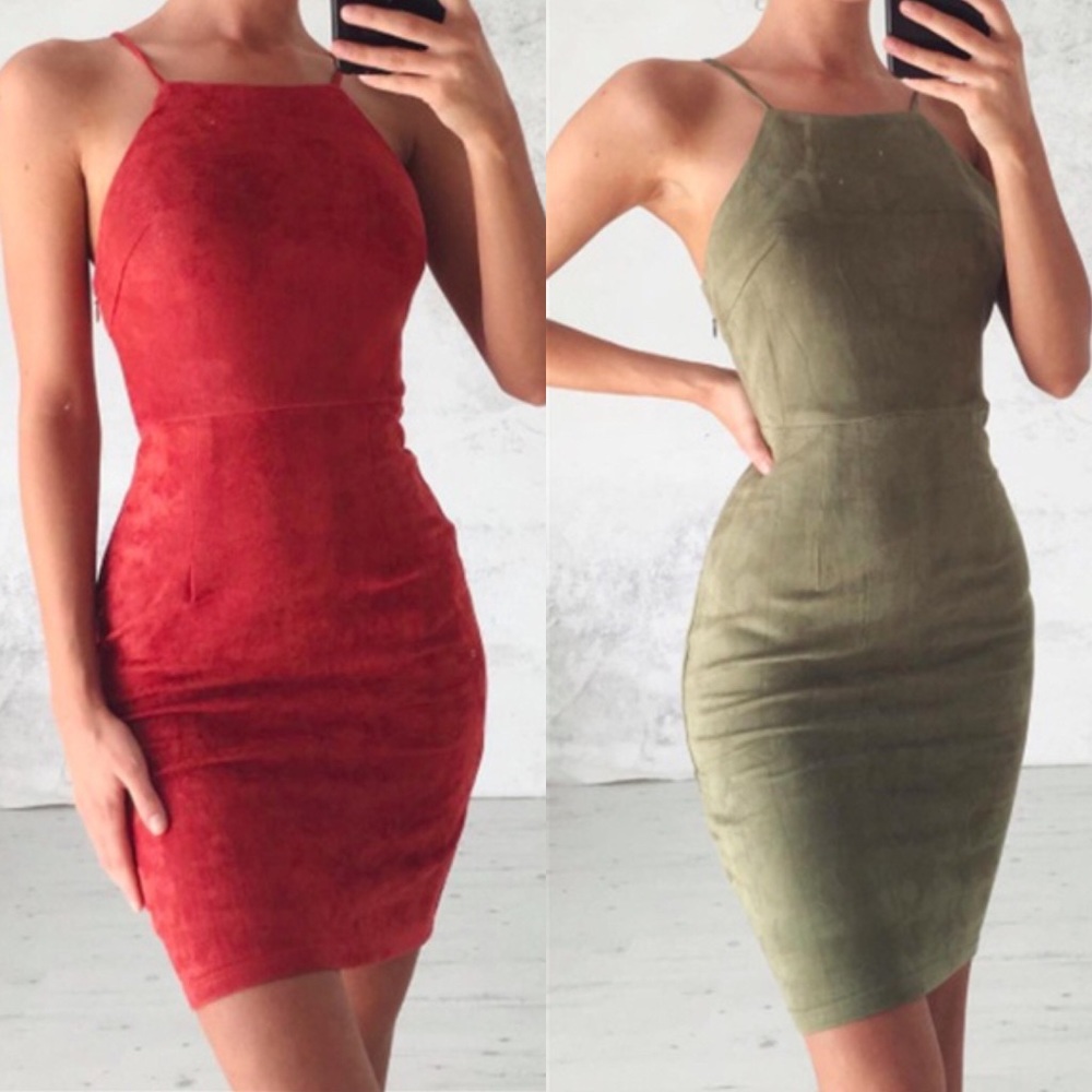 Corset Back Suede Dress
