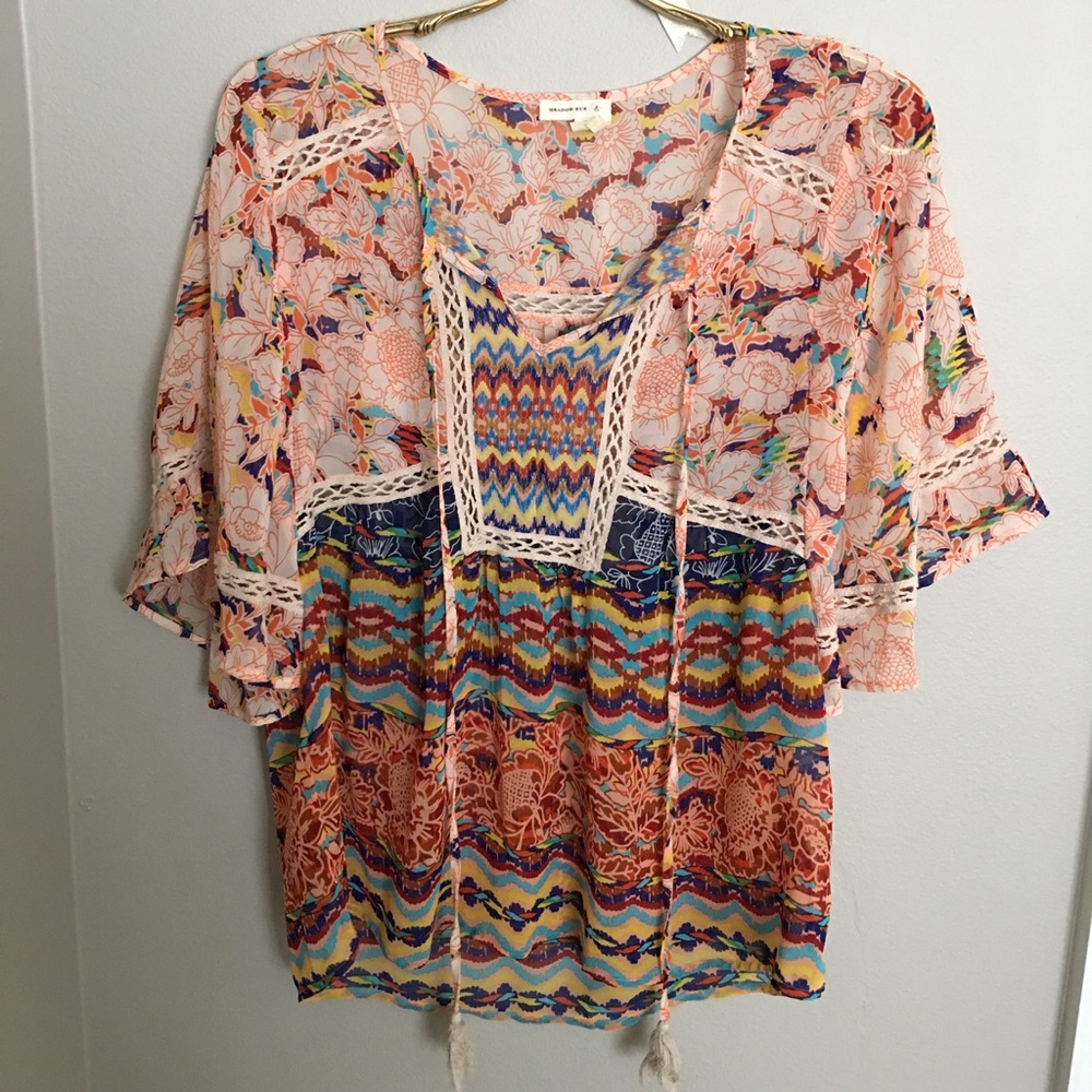 Anthropologie flutter sleeve top by Meadow Rue xs - Picture 1 of 2