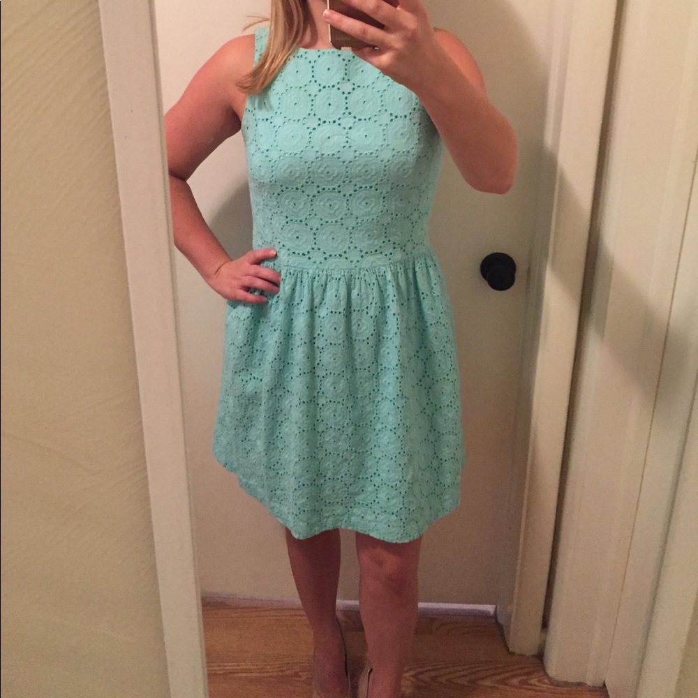 Turquoise eyelet, dress