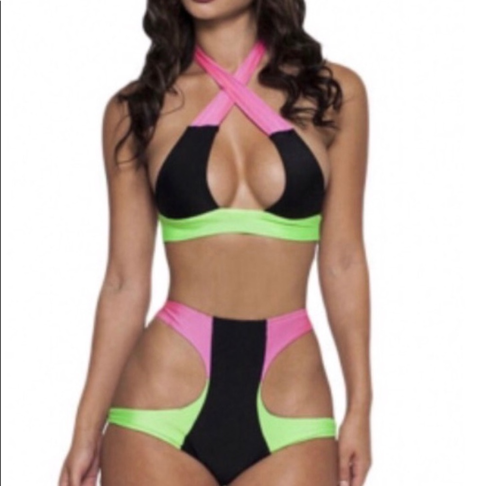 🍭neon two piece bikini🍭