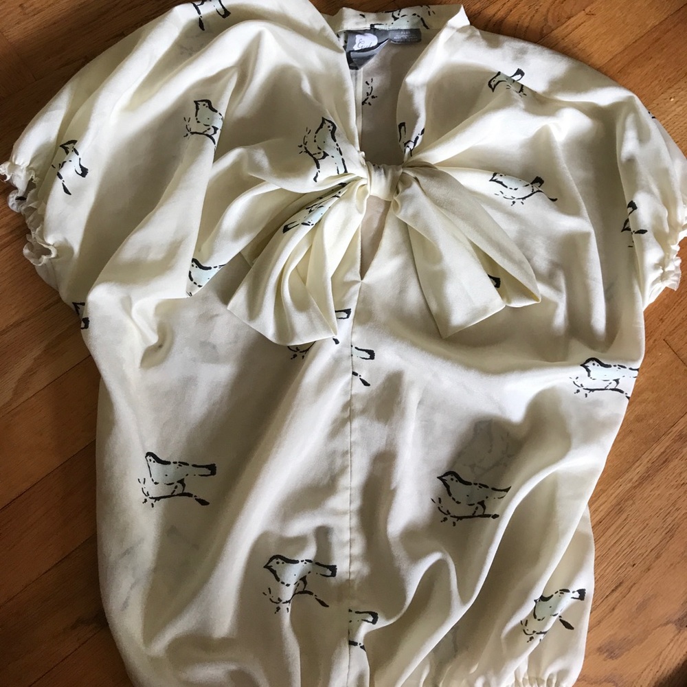 A bird embellished blouse