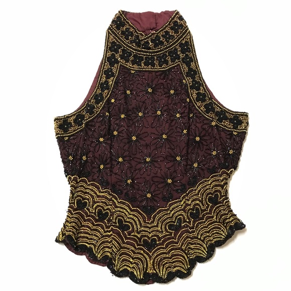 Papell Boutique Tops - Papell Silk Beaded Evening Top