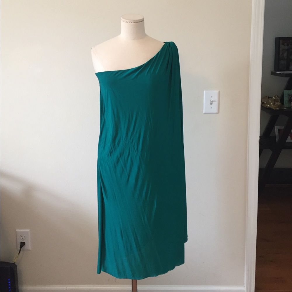 Bebe green off the shoulder dress
