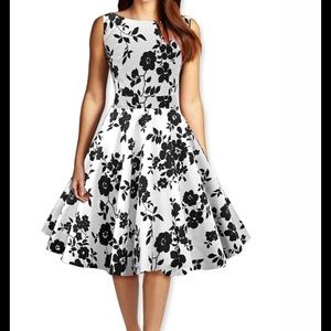 White and black rockabilly dress