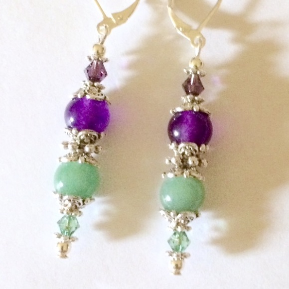 Jewelry - Amethyst aventurine dangle earrings