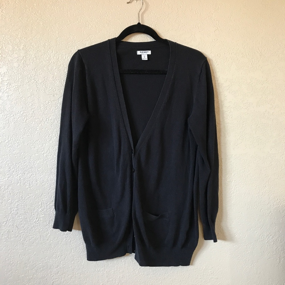 long black cardi. size large. euc.