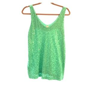 Sequin light green tan top
