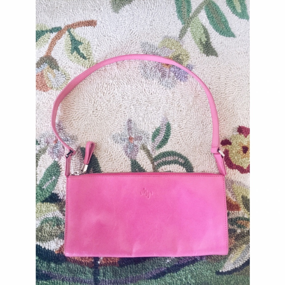 Monsac mini pink leather shoulder bag