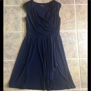 Navy Faux Wrap Dress