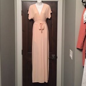 Peach (very light pink) dolman sleeve maxi dress