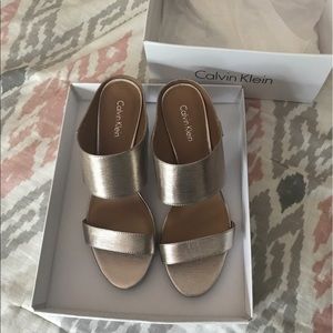 Metallic Calvin Klein slides