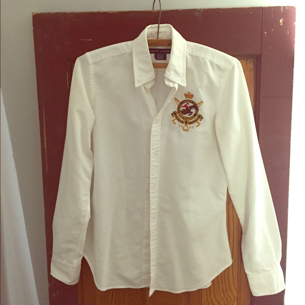 RALPH LAUREN FITTED CREST BUTTON DOWN OXFORD RARE