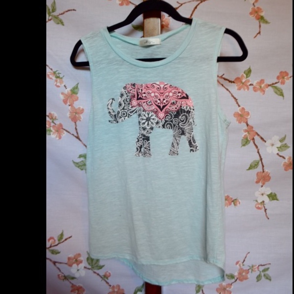 Sheer Aqua Elephant Muscle Tee (S)