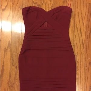 Tobi dark red strapless dress