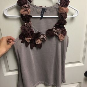 Anthropologie xs purple rosette blouse sz xs