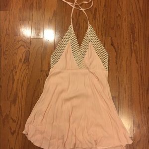 Tobi pink halter skater dress