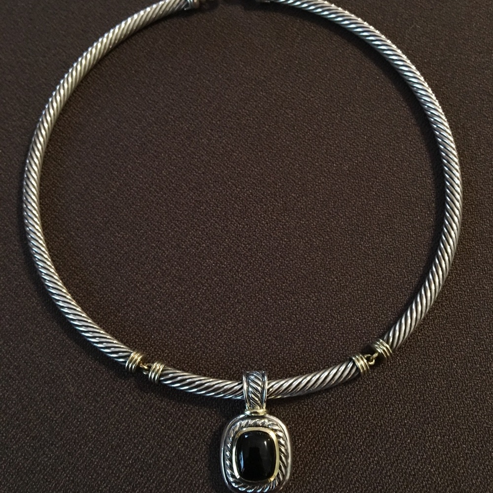 David Yurman necklace with black onyx enhancer