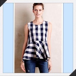 ISO Checked Poplin Peplum Top