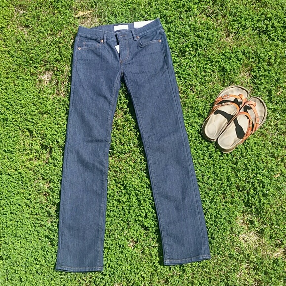 Ann Taylor Loft Modern Straight Dark Wash Jeans - Picture 2 of 5