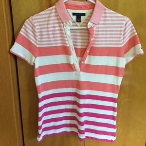 Pink striped collard shirt