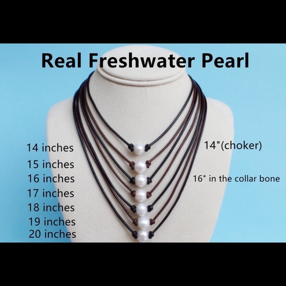 Boho leather pearl freshwater choker necklace - Picture 3 of 3