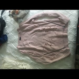 Express distressed zip sweater