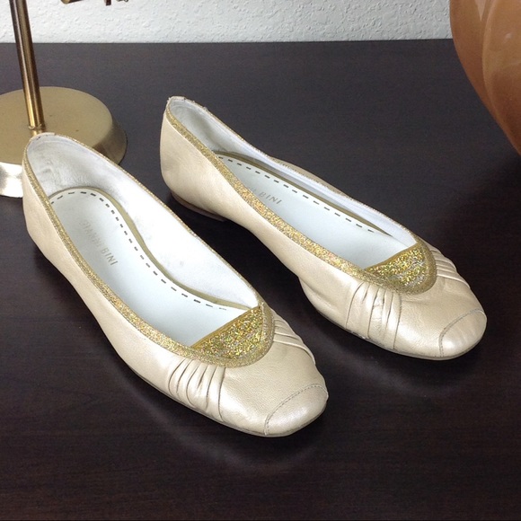 Gianni Bini Shoes - Gianni Bini Brushed Gold Flats w/ Sparkling Trim