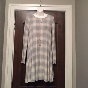 Grey and cream plaid swing dress