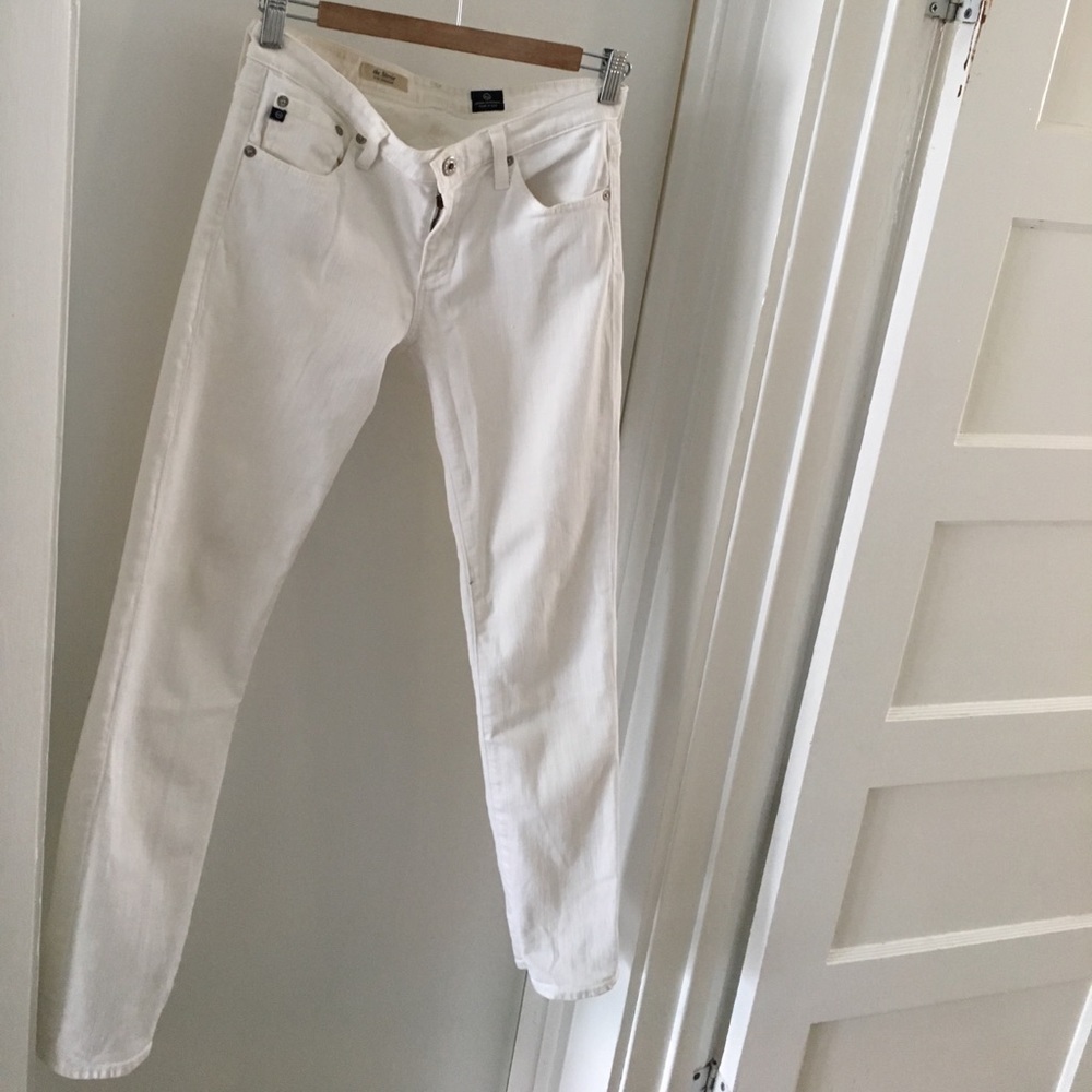 Anthropologie Ag white denim Stevie slim straight