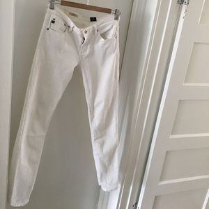 Anthropologie Ag white denim Stevie slim straight