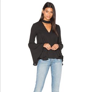 Endless Rose Black, Keyhole, Bell-Sleeved Blouse