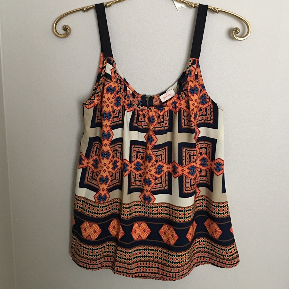 Pixley graphic tank with zipper back detail