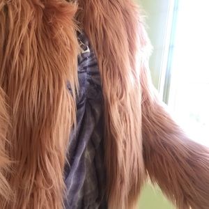 Misguided faux fur coat pink