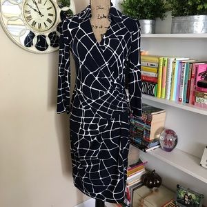 Jones New York | Navy and White Wrap Dress