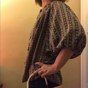 Vintage Ballon Sleeve Floral Blouse