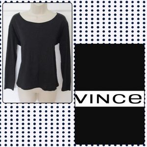 VINCE Boatneck Black Cotton Top S Classic
