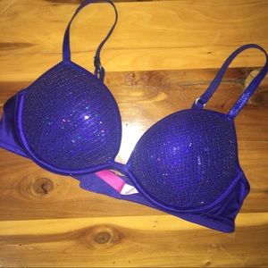 PINK blue sequin bra