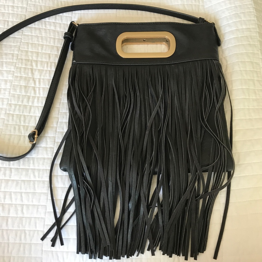 Black Fringe Crossbody Bag