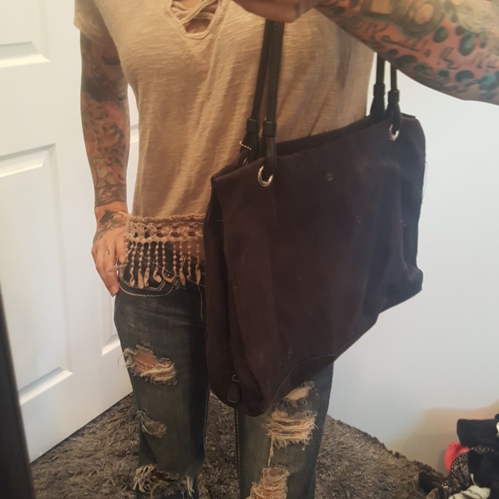 Large suede purse