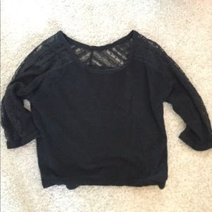 BLACK TOP WITH FUN SLEEVE DESIGN