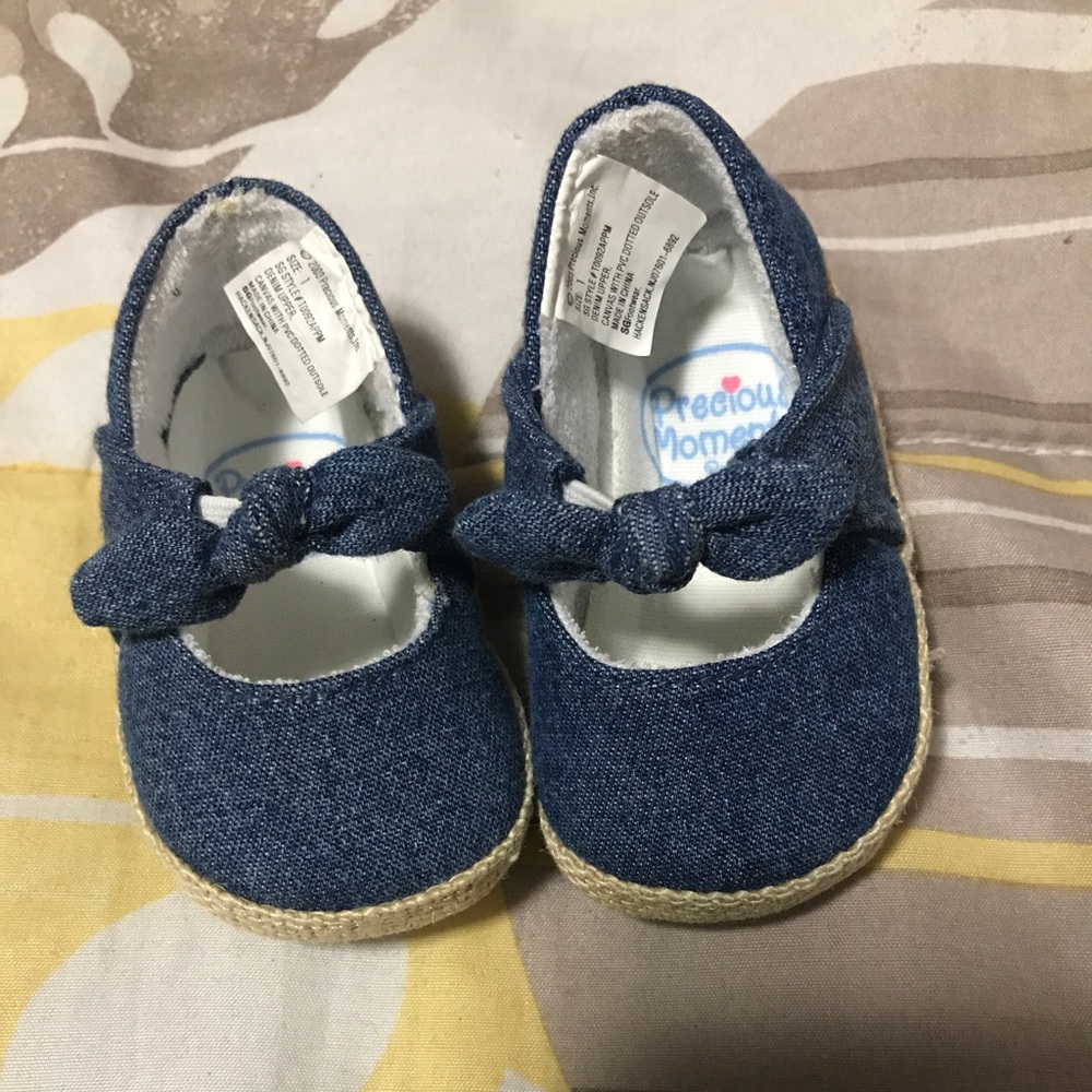 Precious moments infant baby girl shoes denim