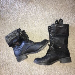 Black combat boots