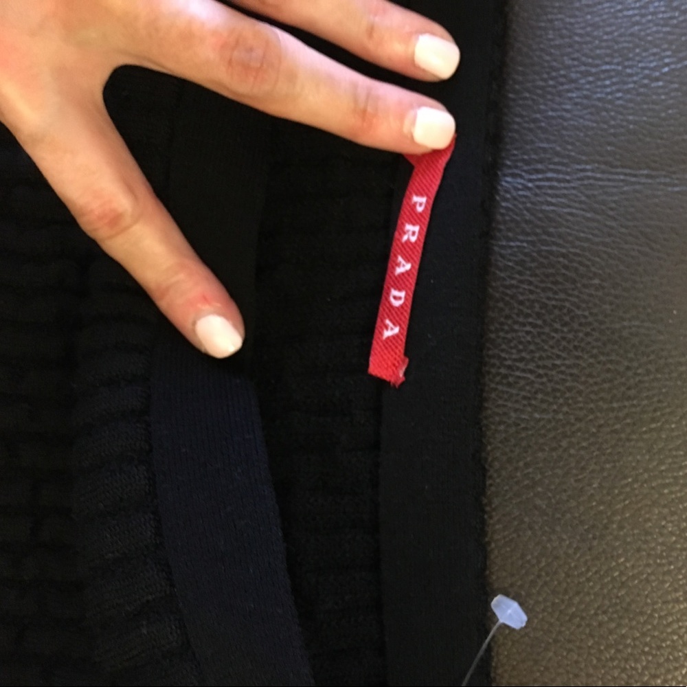 Prada knee length black knit skirt